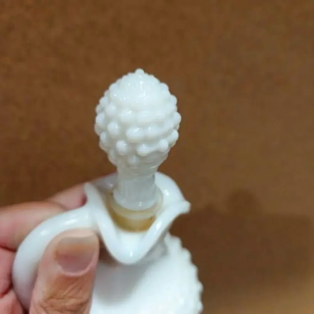 Vintage Avon Milk Glass Hobnail Cruet Bottle with Stopper
